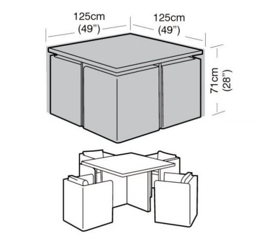 4 Seater Medium Garden Cube Set Furniture Waterproof Cover 125Cm Black