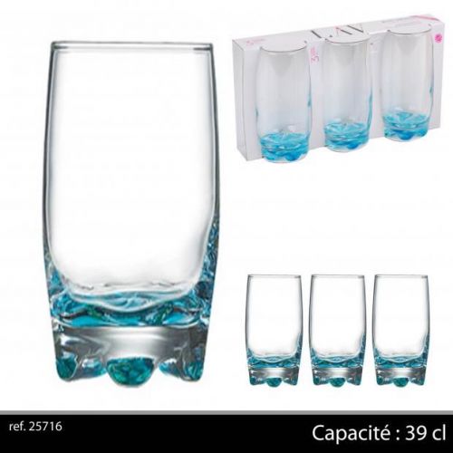 3Pk Hi Ball Glasses 39Cl Turquoise