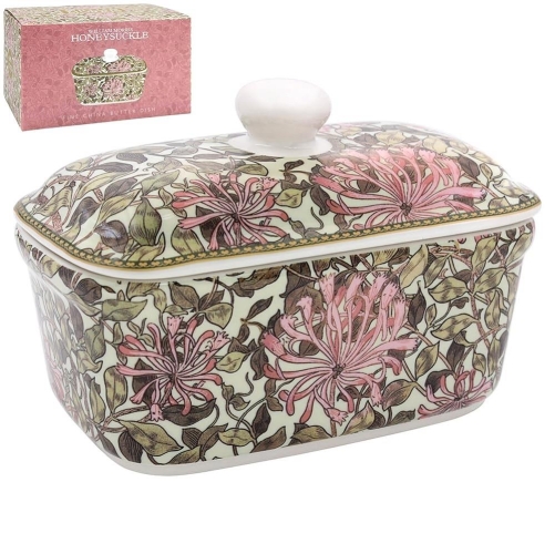 Honeysuckle Butter Dish Ceramic Multi Colour with Lid Dishwasher Safe 11.5x17x10.5cm