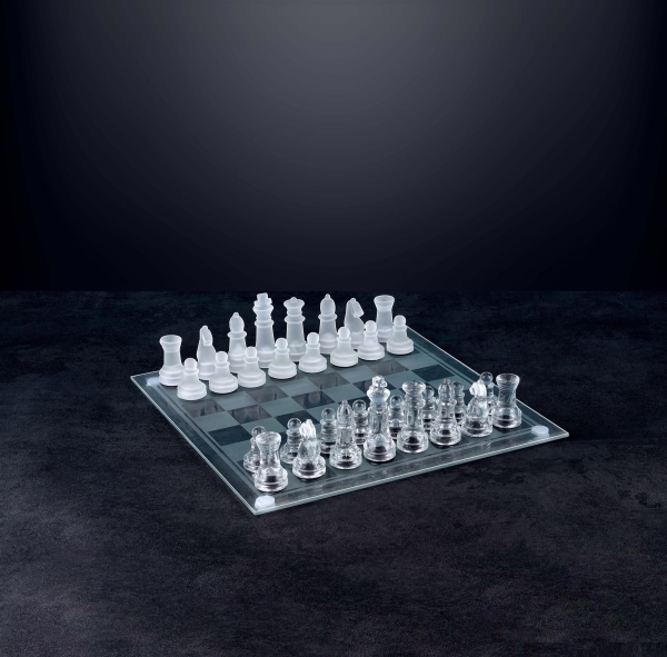 Glass Chess Board Set 33Piece 25x25cm