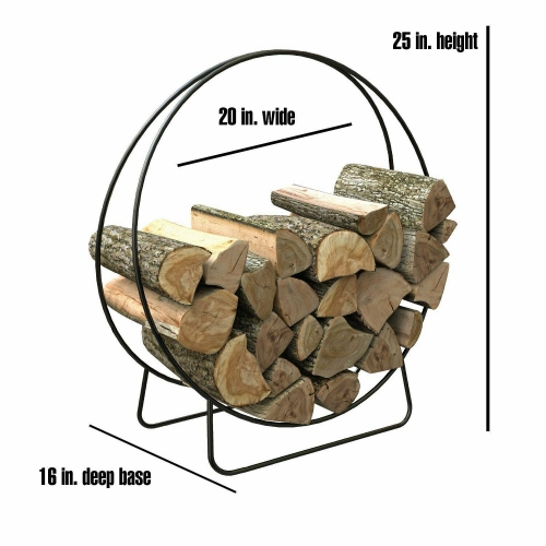 20 inch Tubular Steel Log Hoop style Black