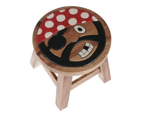 Wooden Kids Stool Pirate Design 25cm Medium Size for Kids Room Play Area