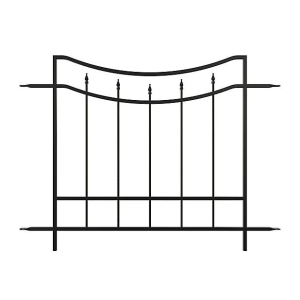 Arched Finial Fence Panel - Traditional Design, Durable Steel, Black Finish