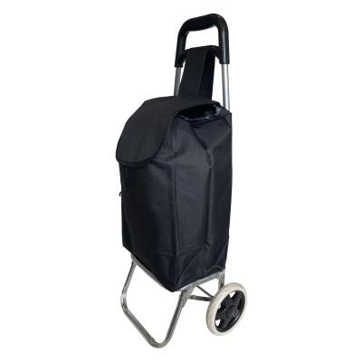 Lightweight Foldable Black Shopping Trolley 24L Waterproof Fabric Durable Wheels