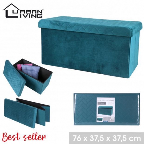 Foldable Storage Bench Velvet Green