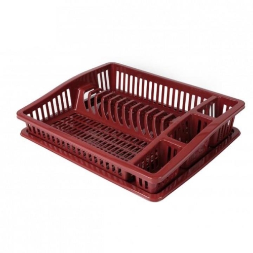 Dish Drying Rack with Plate Ruby Wine 46cm Durable Plastic Kitchen Organizer