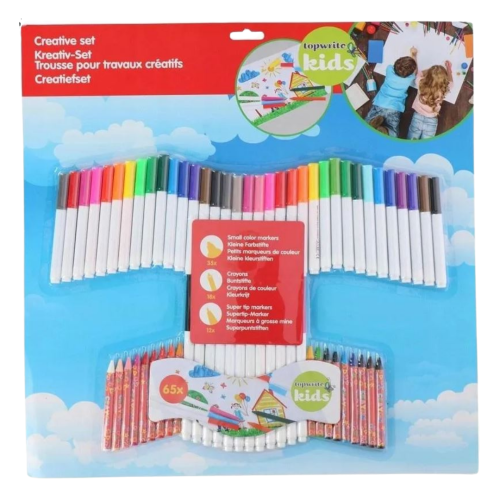 Edco Topwrite 65Piece Colouring Crayons and Markers Set