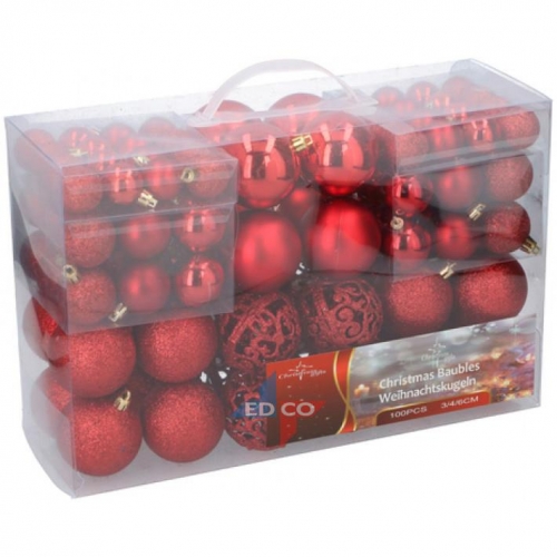 Pack of 100 assorted Christmas Balls Red Christmas Gifts