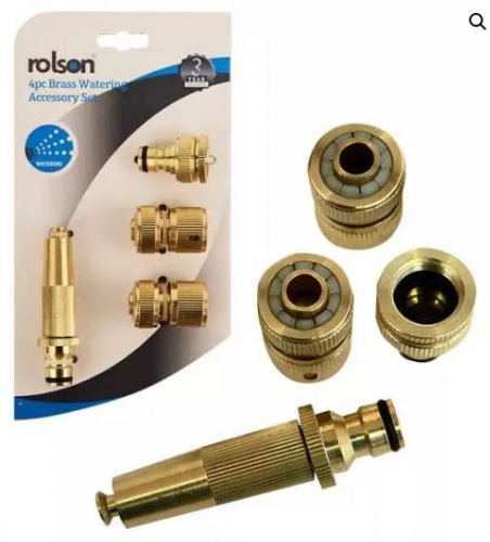 4pc Brass Watering Accessory Set with Quick Connect Fittings