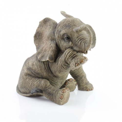 28Cm Resin Baby Elephant Sitting Teardrop Home Decoration Ornament Figurine