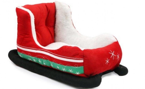 Pet Christmas Sleigh Bed Festive Soft Cozy Holiday Bed for Cats and Small Dogs