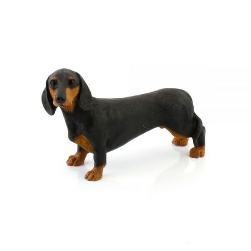 14Cm Dachshunds Black And Tan Sausage Dog Figurine Resin Home Decoration