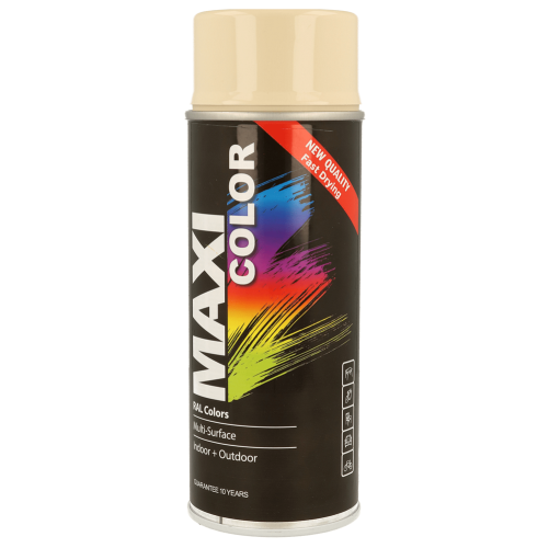 Maxicolor Gloss Light Ivory Spray Paint 400ml Fast Dry Indoor Outdoor Wood Use