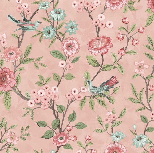 Eleanor Floral Pink Wallpaper 10m x 52cm Washable Peelable Floral Design