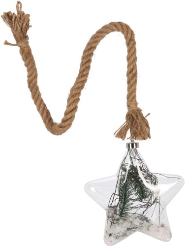 GLASS STAR ON ROPE 20CM