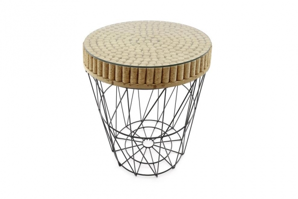 Cork Top Table With Metal Wire Stand Home Decoration