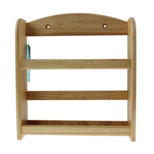 2 Tier Wall Mounted Hevea Wood Spice Herb Rack Kitchen Stand Natural