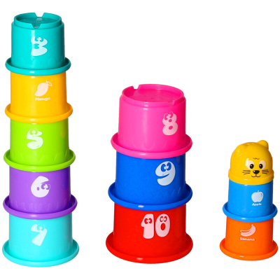 10PCS Stacking Animals Cups Colorful Toy Toddlers Fine Motor Skills Development