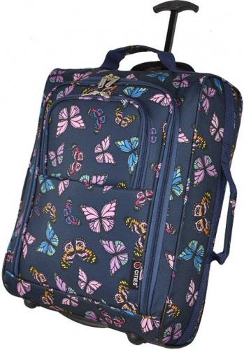 Cities Butterflies Travel bag Trolley Hand luggage Butterfly Suitcase Bag Navy Dark blue