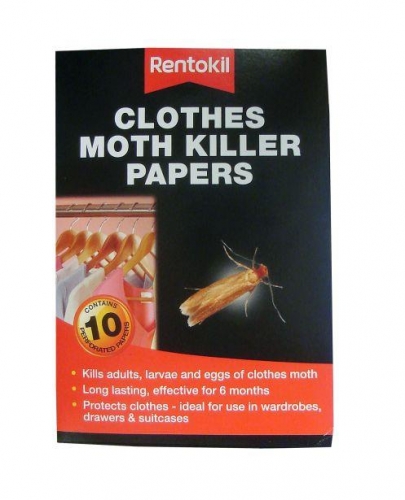 Pack Of 10 Rentokil Clothes Moth Killer Papers Strips