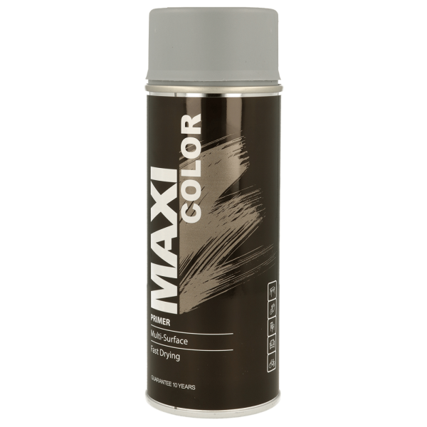 Maxicolor Primer Grey Paint 400ml for Wood Metal Plastic Fast Dry Indoor Outdoor