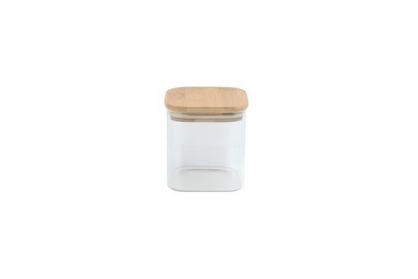 Borosilicate Pasta Rice Food Glass Canister With Wood Lid 850ml