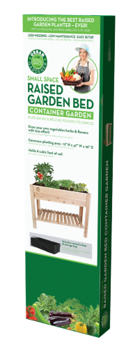 Cedar Elevated Garden Planter with liner and shelf, Colour box