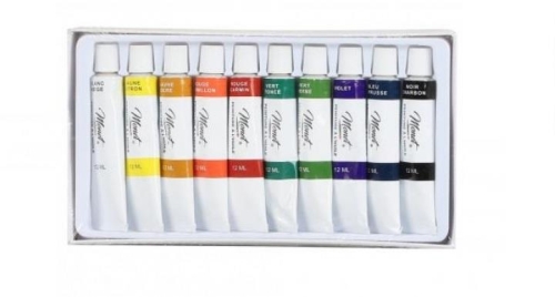 Oil Paint Set 10 Vibrant Colours 12ml Tubes Ideal for Artists & Beginners