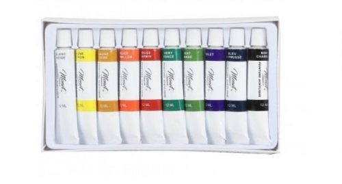 Acrylic Paint Set 10 Vibrant Colours 12ml Tubes Ideal for Artists & Beginners