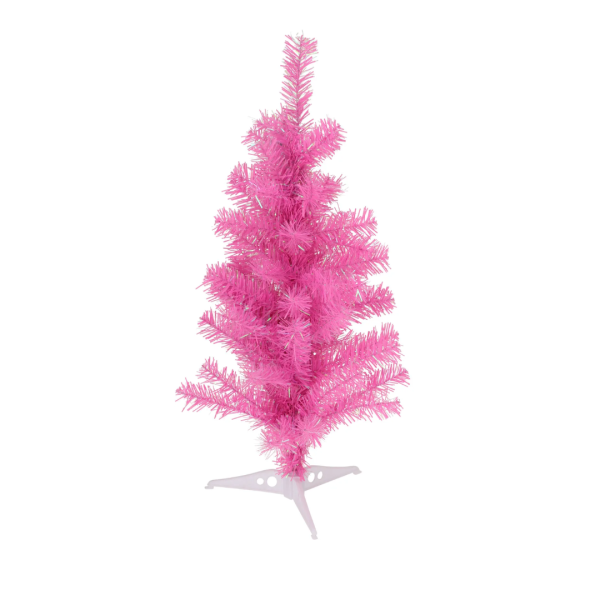 60cm Fuchsia Christmas Pink Tree Compact Modern Holiday Decor for Small Spaces