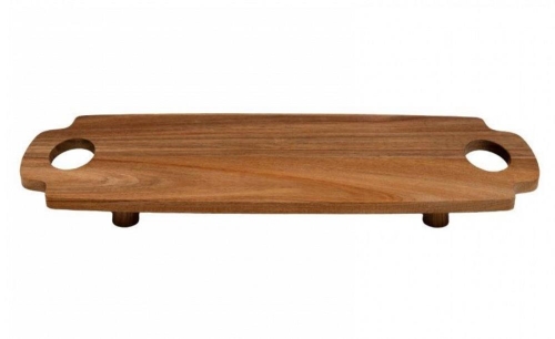 Serving Tray with Legs 58cm Acacia Wood for Appetizers Snacks Drinks