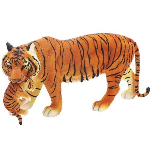 Brown Standing Tiger and Cub Resin Decorative Ornament