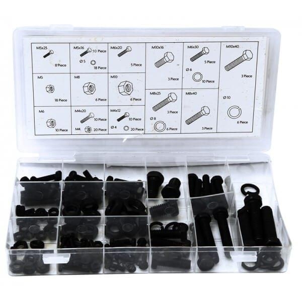 180pc Nut & Bolt Assortment Various Sizes Compact Storage Case Versatile Use