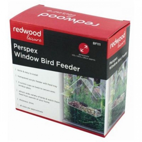 Redwood Leisure Window Bird Feeder Clear Perspex Hanging With Suction CuP.