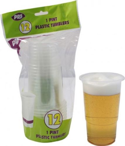 12pcs 1 Pint Plastic Tumblers Disposable Party Drink Glasses