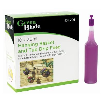 10 x 30ml Drip Feed for Hanging Baskets and Tubs - Easy Plant Nutrient Solution