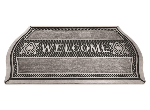 Stylish Black and Silver Door Mat Cutaway 75x45cm Durable Rubber Fabric