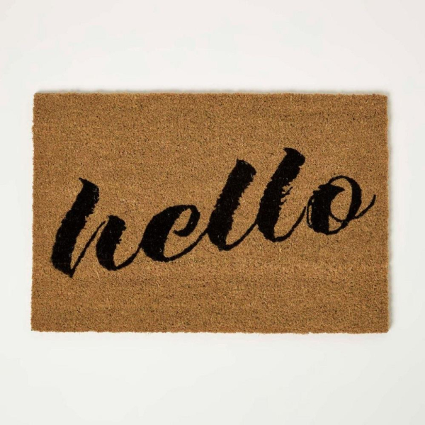 Coir 60 x 40cm Hello Design Durable Non Slip Welcome Door Mat Indoor Outdoor