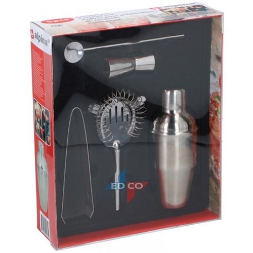 Alpina cocktail set 5piece stainless steel silver grey