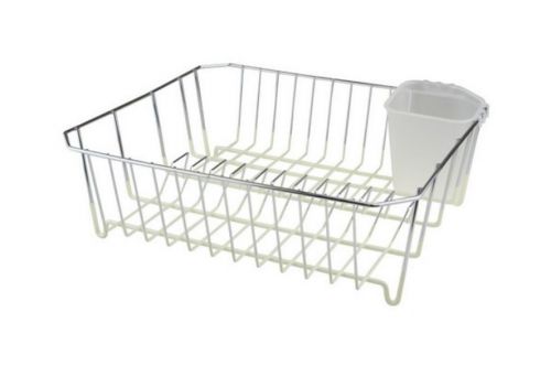 32X36Cm Chrome Dish Drainer Silicone Coating With Plastic Cutlery Draining Caddy