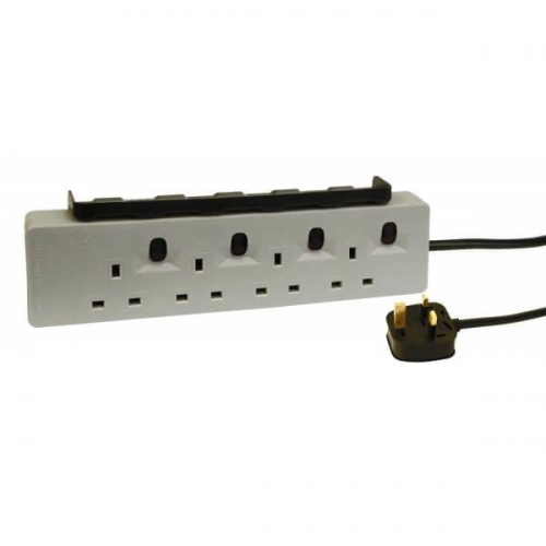 4 Socket Workshop Extension Lead With Twin 2.4A USB