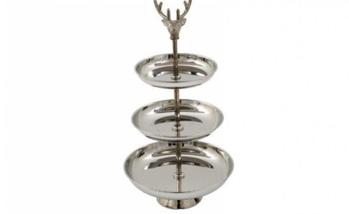 48cm 3 Tier Stag Silver Stand Aluminium Decorative Cake Dessert Display