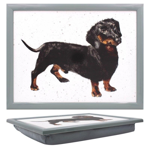 Dachshund Laptray Wooden Cushioned Rectangle Multi Colour 44.5cm x 34cm