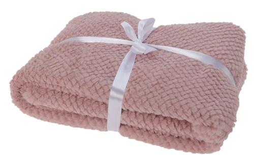 Plaid Fleece Blanket 130x160cm Pink Soft Polyester Cozy and Stylish