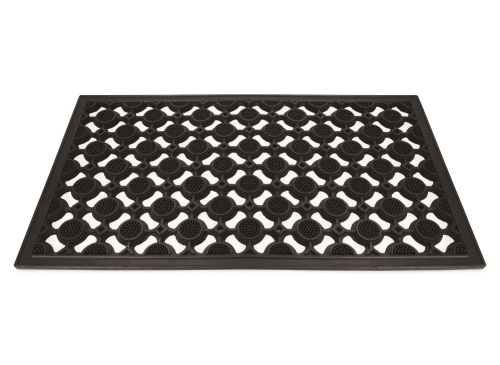 Heavy Duty Rubber Elipse Scraper Mat 70x40cm Durable Black Indoor Outdoor Use