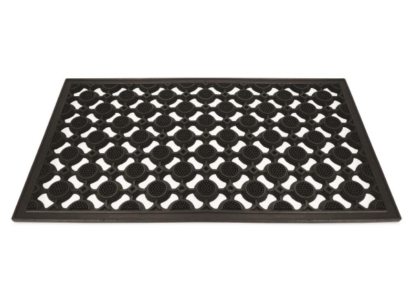 Heavy Duty Rubber Elipse Scraper Mat 70x40cm Durable Black Indoor Outdoor Use