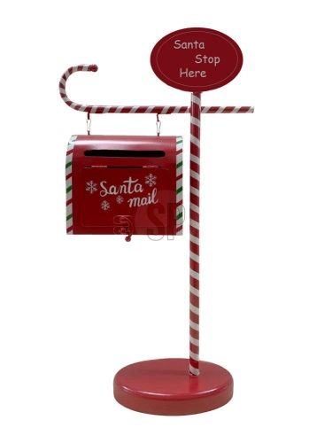 Mail Box Xmas Deco 51cm Red Iron Holiday Decoration Festive Decor Gift Holder