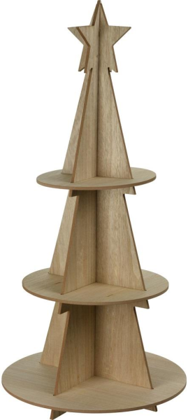 Etagere Xmas Tree Wood 38x79cm Multi Tiered Cottonwood Display Stand