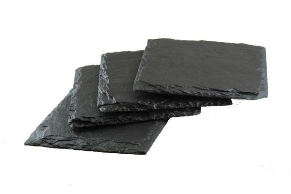 Slate Coaster Set of 4 Square Black 10cm Durable Protection for Tables